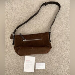 Vintage Y2K Coach Suede Leather Chocolate Brown Hobo Shoulder Bag F11514